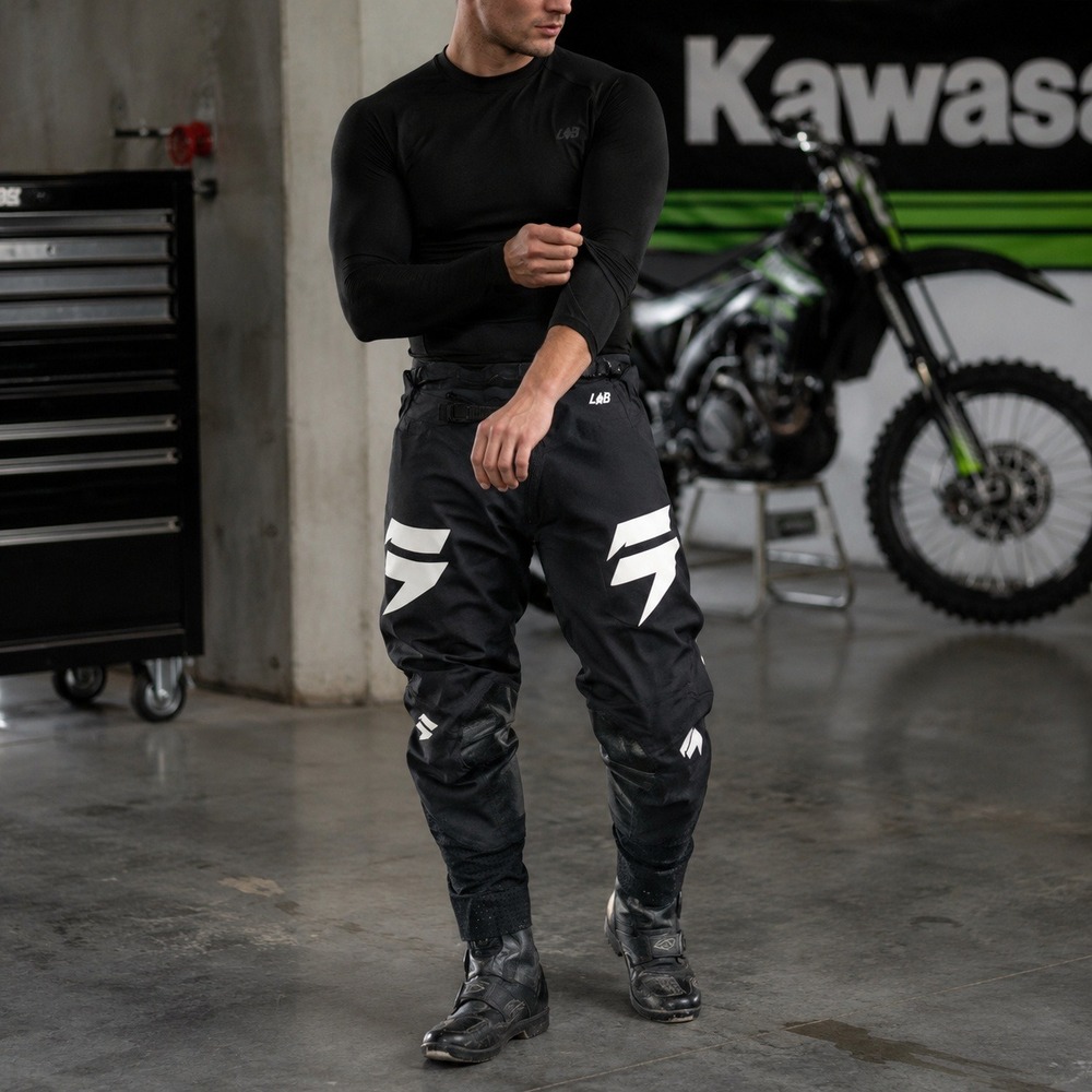 Shift Blue Label Motocross Pants Mens 36 Black Leather Trim MX Racing Gear